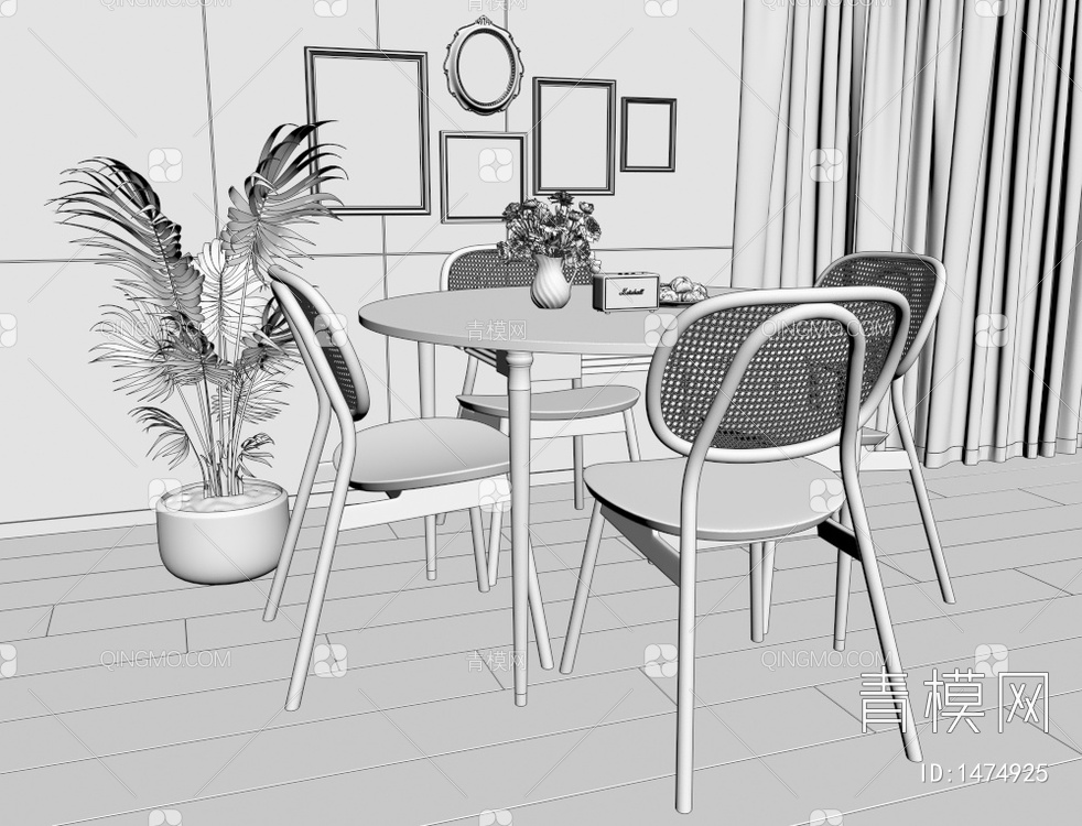 餐桌椅3D模型下载【ID:1474925】