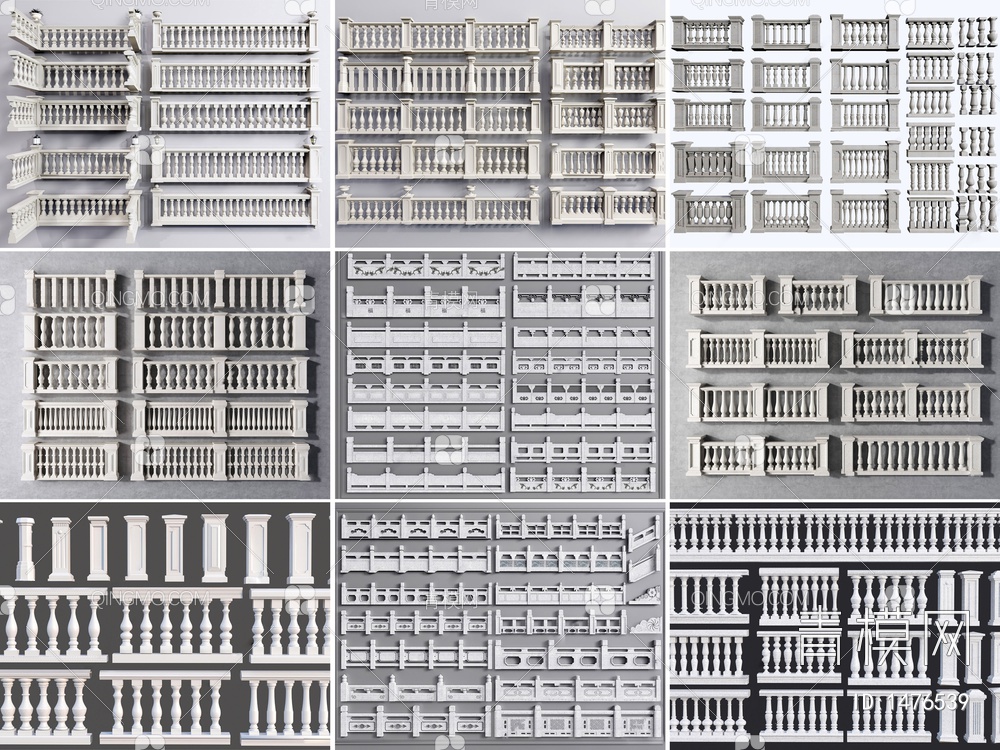 栏杆 护栏 大理石栏杆SU模型下载【ID:1476539】