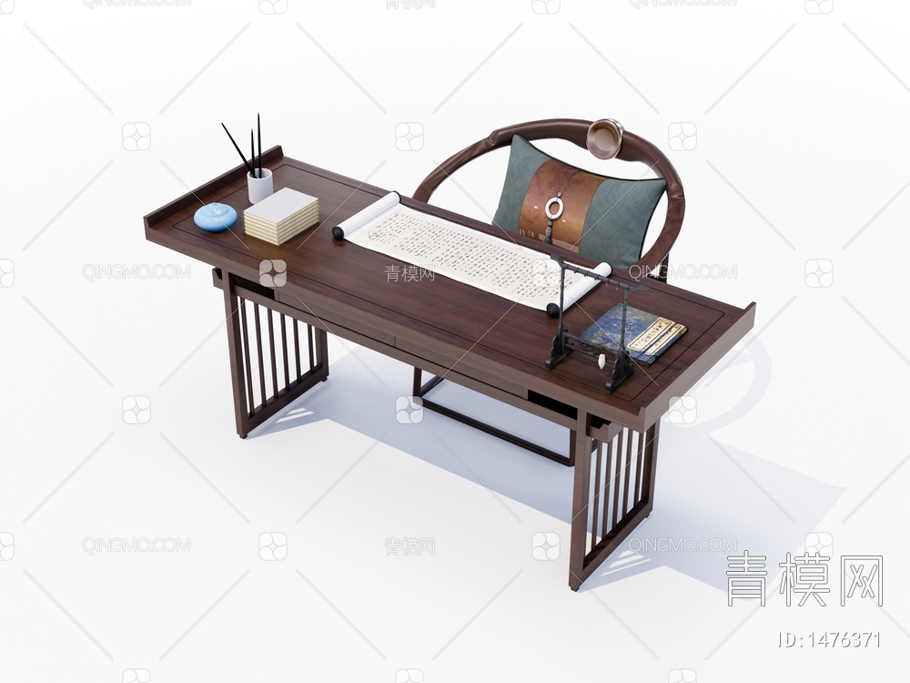 实木书桌椅SU模型下载【ID:1476371】