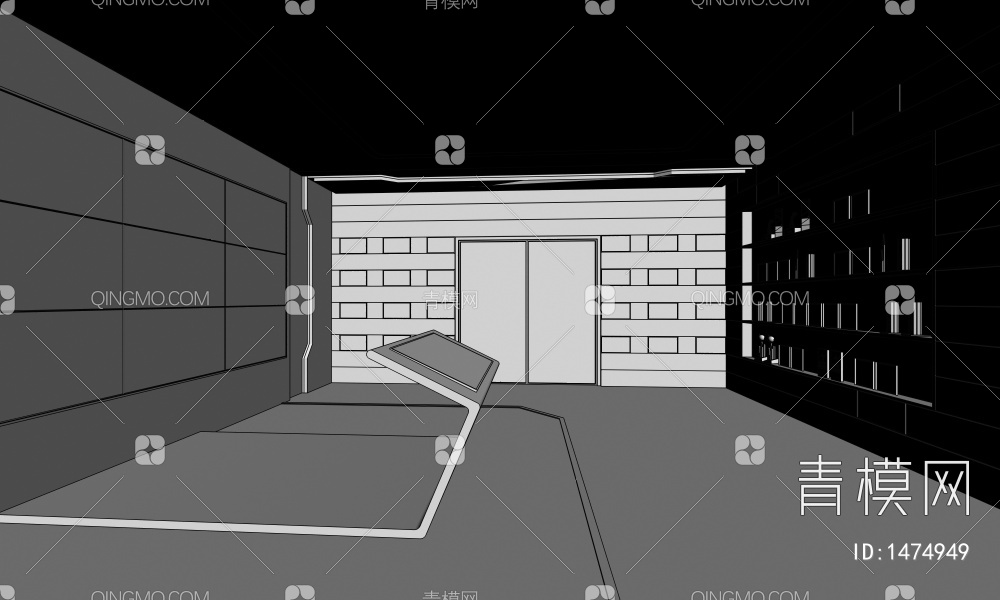 科技企业展厅 互动触摸一体机 LED拼接大屏 LOGO墙 荣誉墙3D模型下载【ID:1474949】
