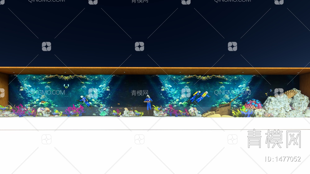 海洋珊瑚船坞潜水员展示柜SU模型下载【ID:1477052】