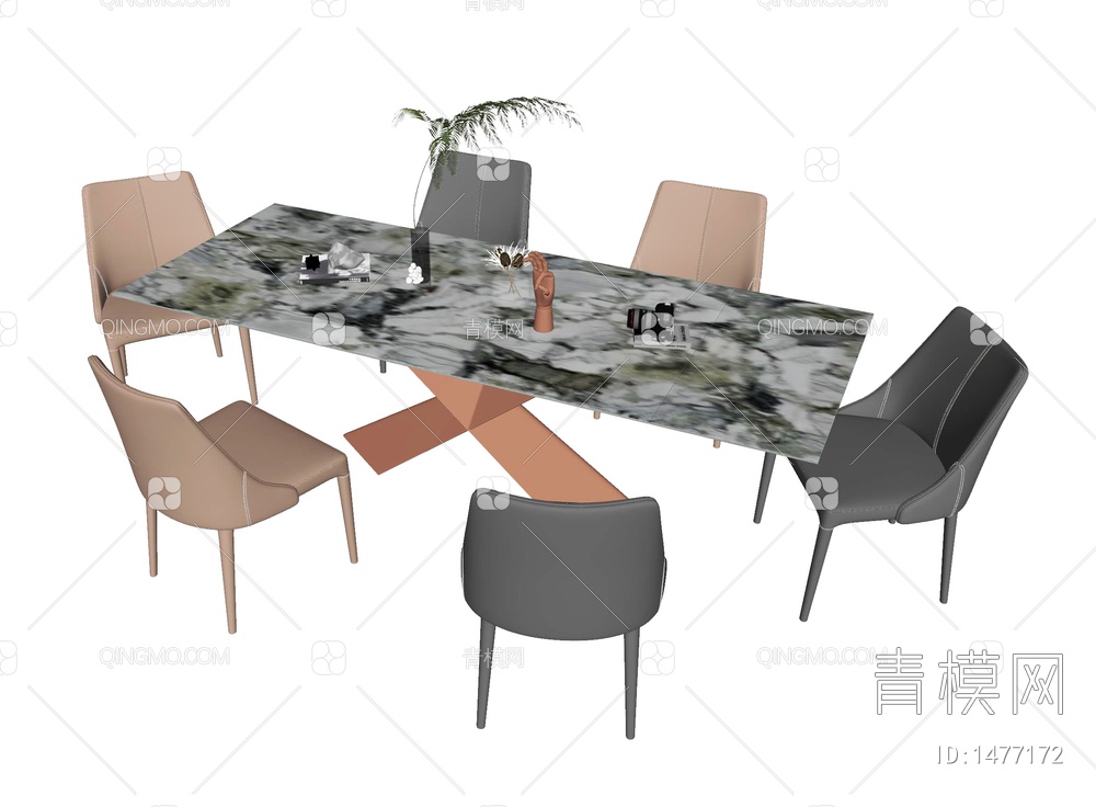 餐桌椅组合SU模型下载【ID:1477172】