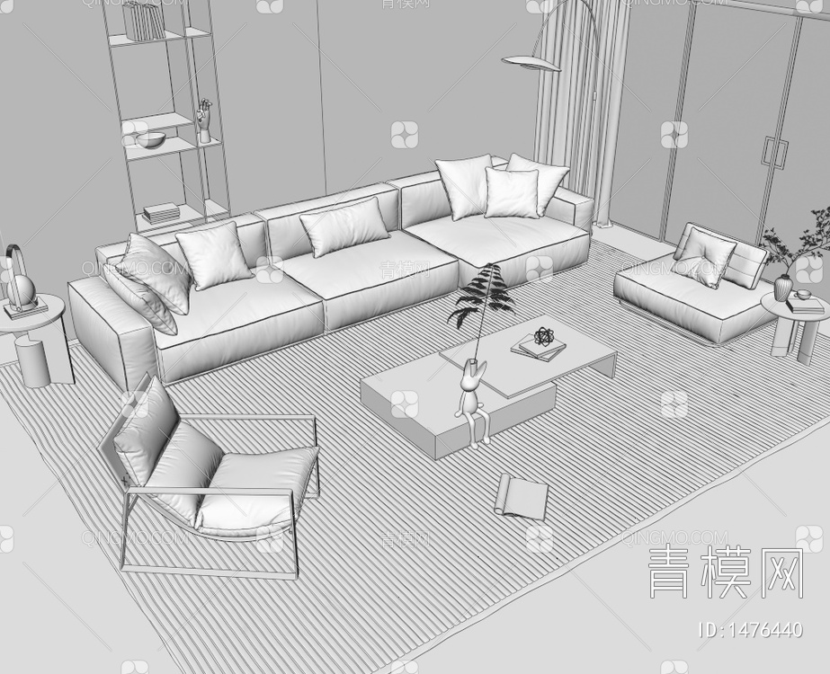 沙发茶几组合3D模型下载【ID:1476440】