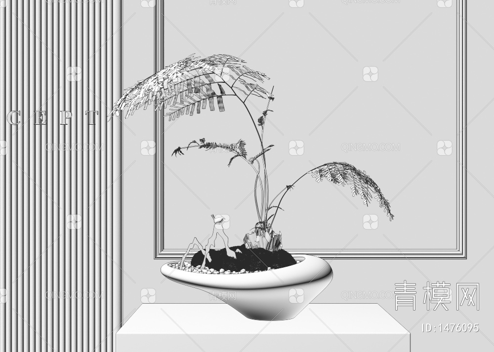 植物盆栽3D模型下载【ID:1476095】