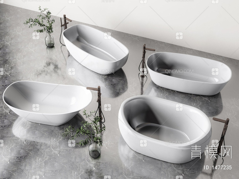 浴缸浴盆SU模型下载【ID:1477235】