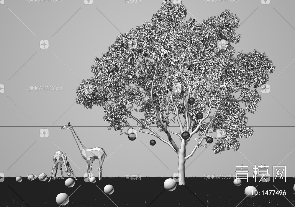夜景景观树3D模型下载【ID:1477496】