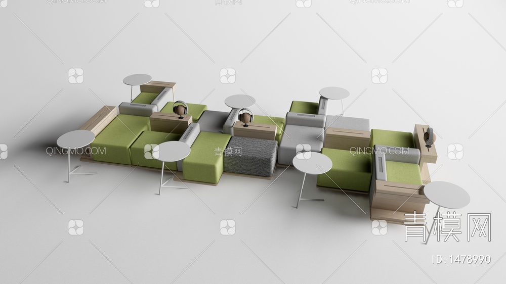 办公休闲沙发组合3D模型下载【ID:1478990】