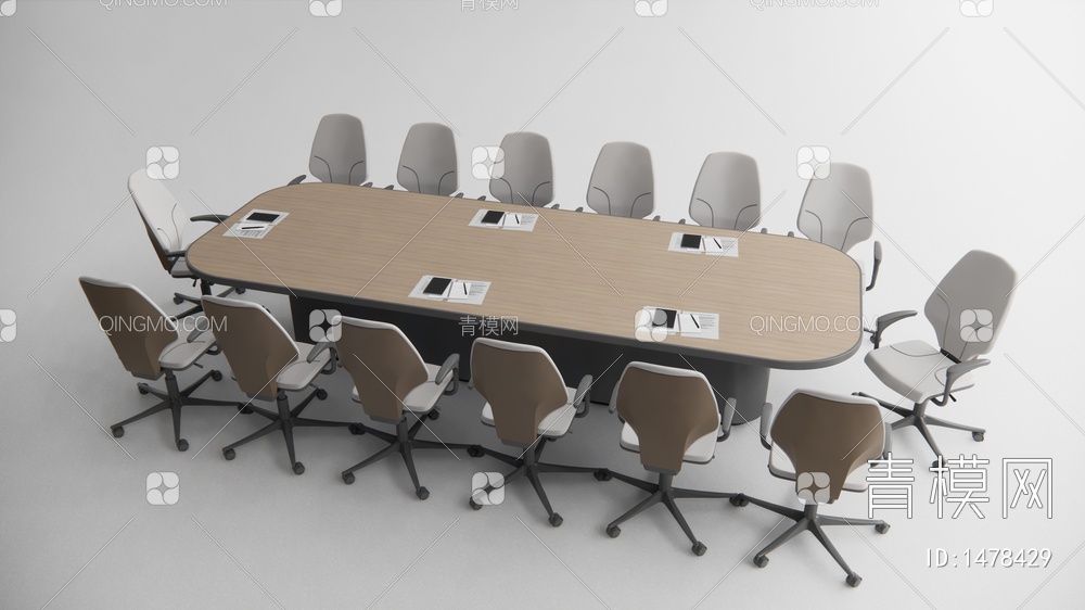 会议桌椅3D模型下载【ID:1478429】