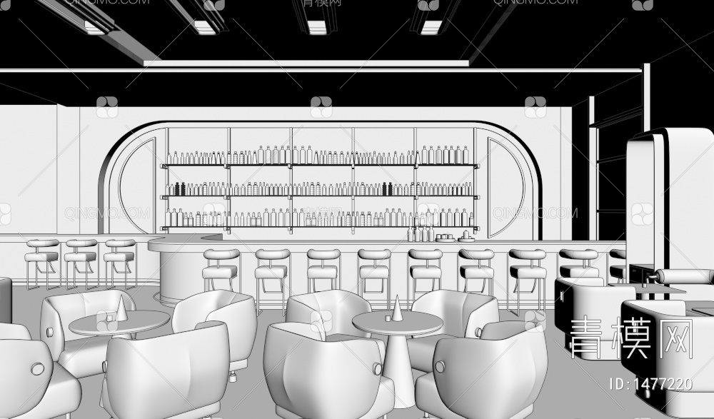 酒吧 舞台 吧台 餐桌椅 清吧3D模型下载【ID:1477220】