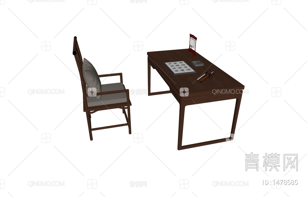 书桌椅组合SU模型下载【ID:1478585】