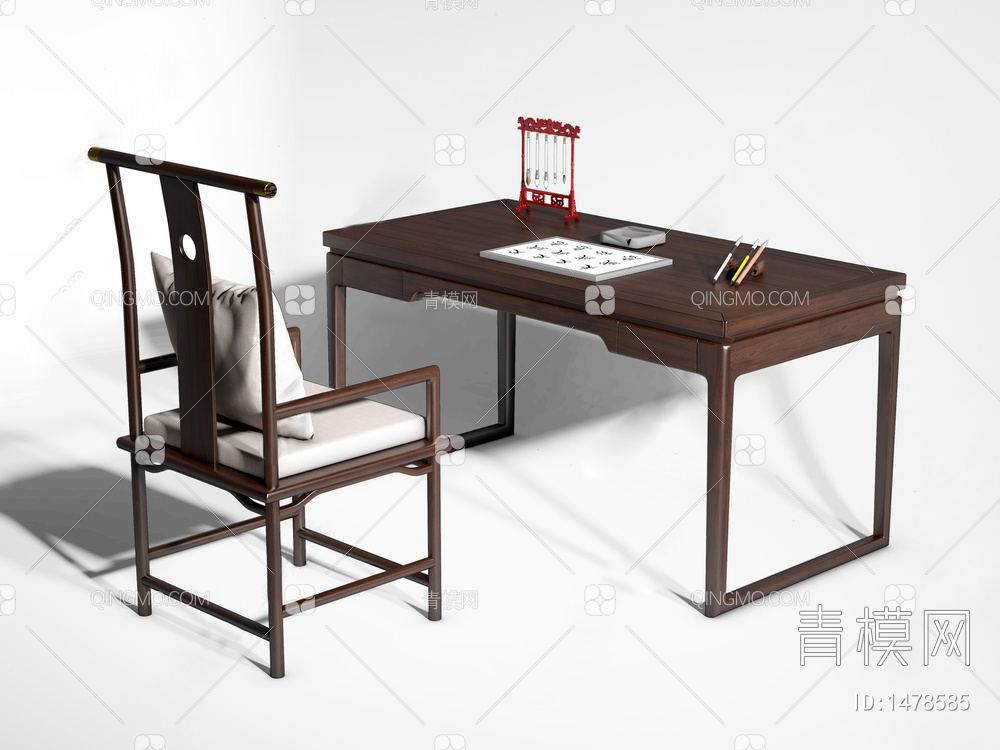 书桌椅组合SU模型下载【ID:1478585】