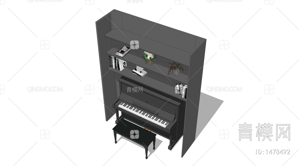 家居钢琴SU模型下载【ID:1478492】