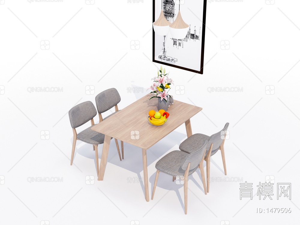 餐桌椅SU模型下载【ID:1479506】