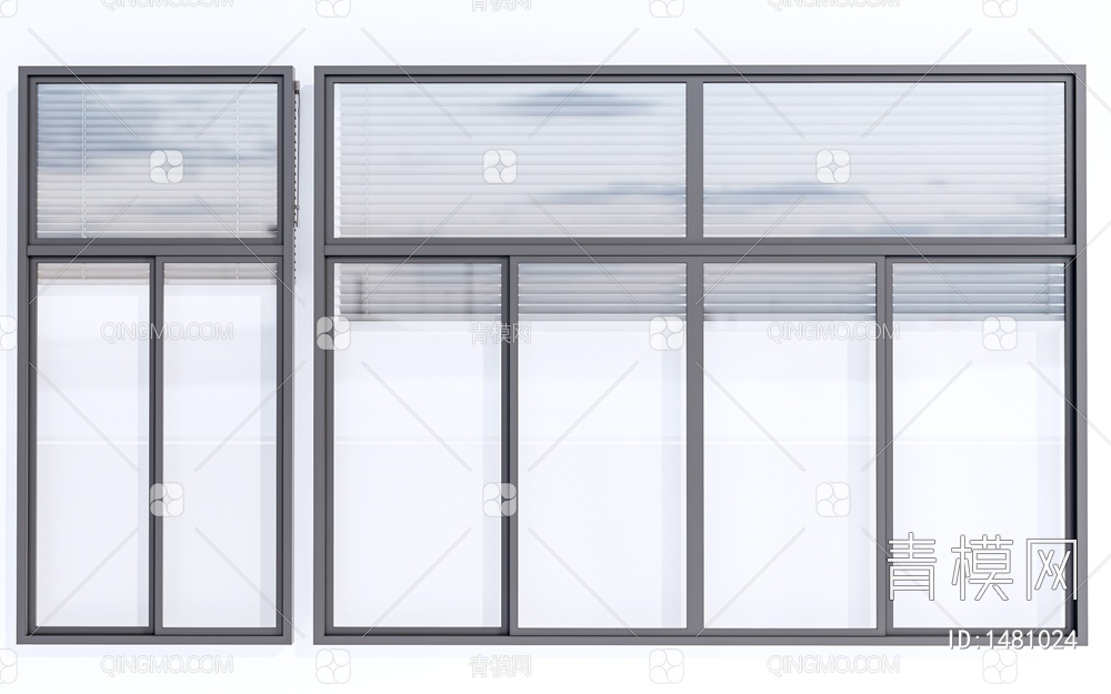 窗户 玻璃窗 铝合金窗 玻璃隔断SU模型下载【ID:1481024】