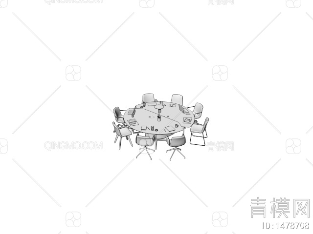 会议桌椅3D模型下载【ID:1478708】