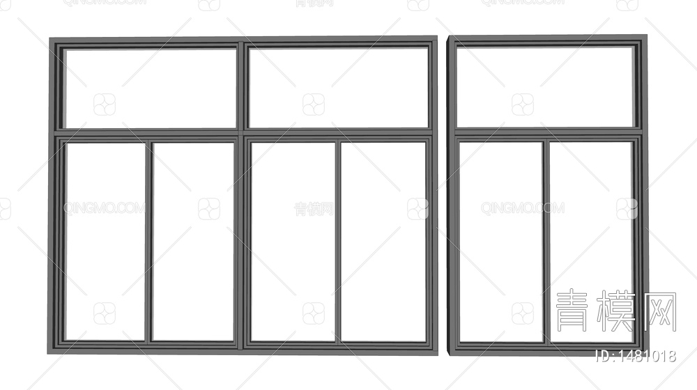窗户 玻璃窗 铝合金窗 玻璃隔断SU模型下载【ID:1481018】