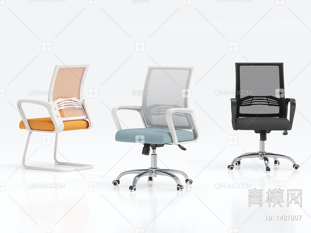 职员椅子3D模型下载【ID:1481807】