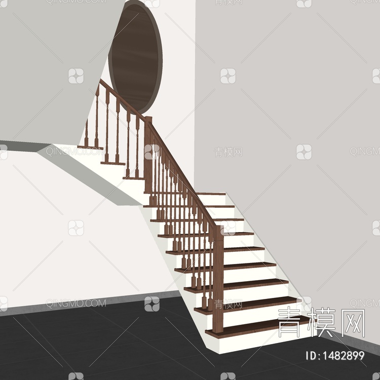 扶手楼梯SU模型下载【ID:1482899】