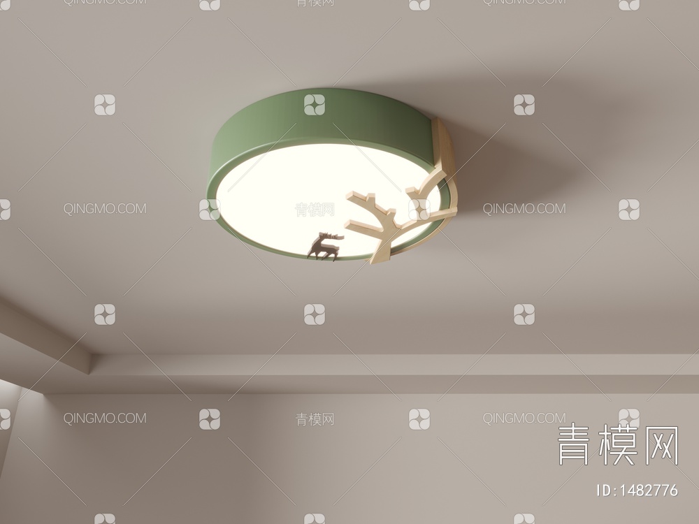 绿色 卧室灯 客厅灯  奶油风  主卧吸顶灯 组合-vr3D模型下载【ID:1482776】