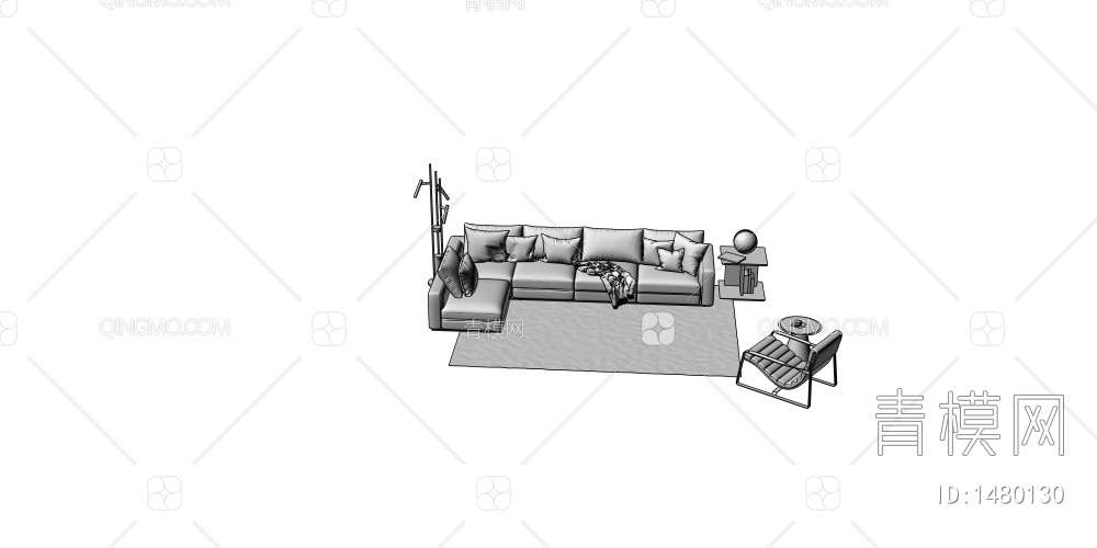 多人沙发茶几组合3D模型下载【ID:1480130】