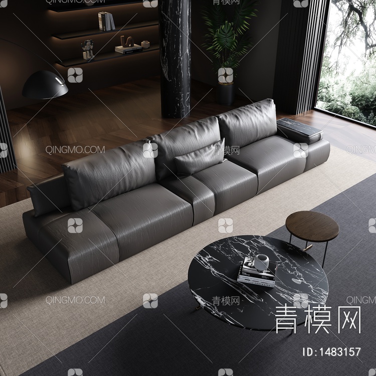 组合沙发 沙发 茶几 饰品 摆件3D模型下载【ID:1483157】