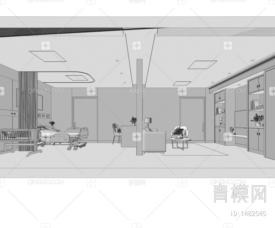 医院病房套间3D模型下载【ID:1482545】