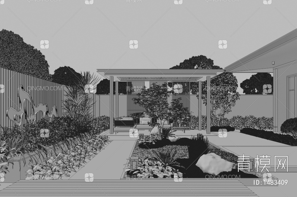 庭院景观3D模型下载【ID:1483409】