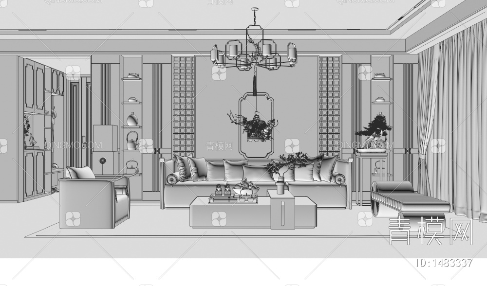 客厅3D模型下载【ID:1483337】