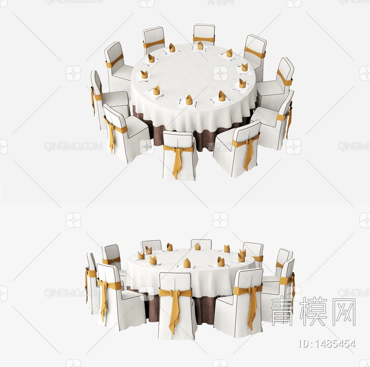 宴会餐桌椅SU模型下载【ID:1485454】