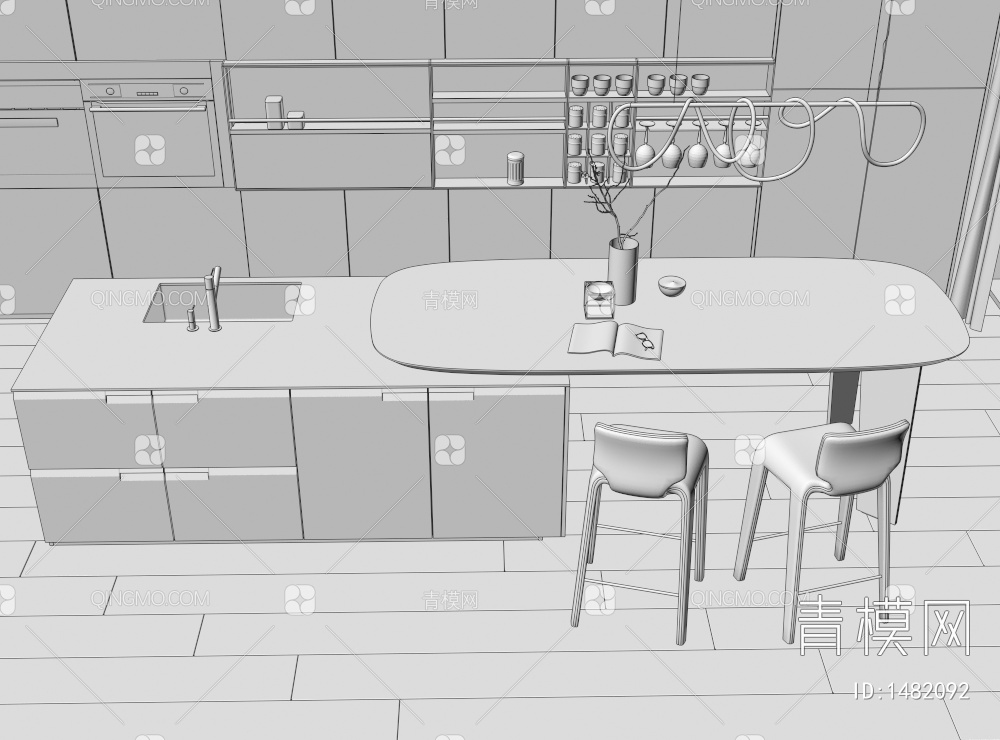 风吧台 吧椅 吧凳3D模型下载【ID:1482092】