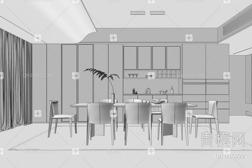 餐厅，家居餐厅3D模型下载【ID:1483922】