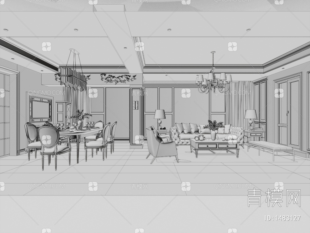 客餐厅3D模型下载【ID:1483127】