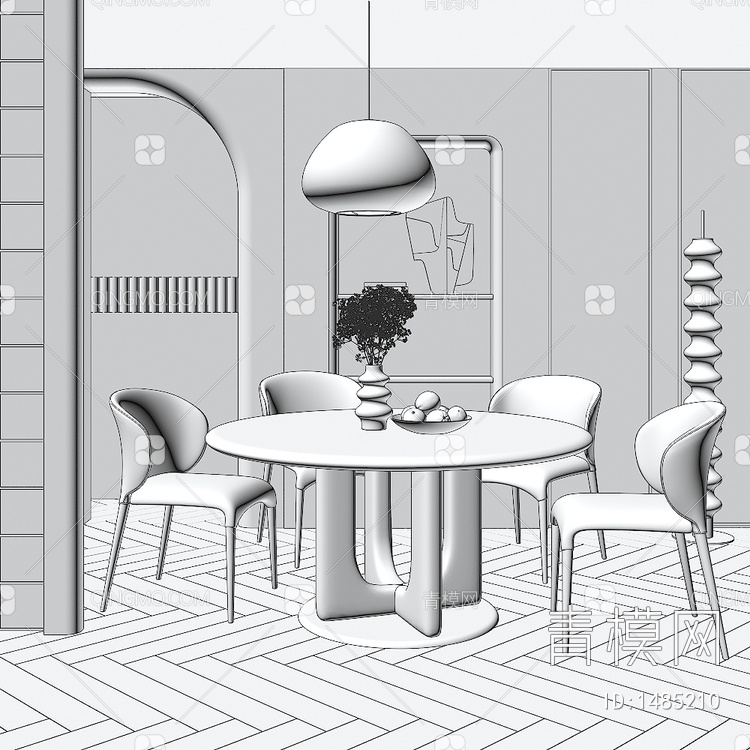家居餐厅 餐桌 餐椅 桌子 饰品 摆件3D模型下载【ID:1485210】