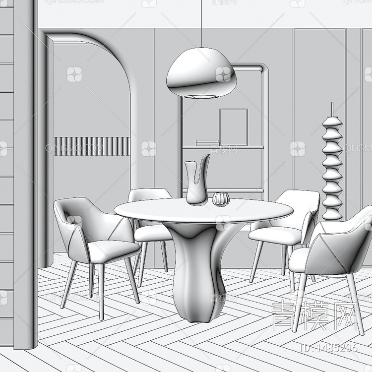 家居餐厅 餐桌 餐椅 桌子 饰品 摆件3D模型下载【ID:1485206】