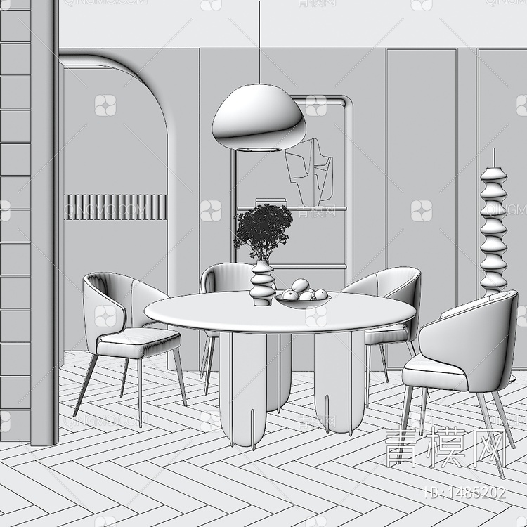 家居餐厅 餐桌 餐椅 桌子 饰品 摆件3D模型下载【ID:1485202】