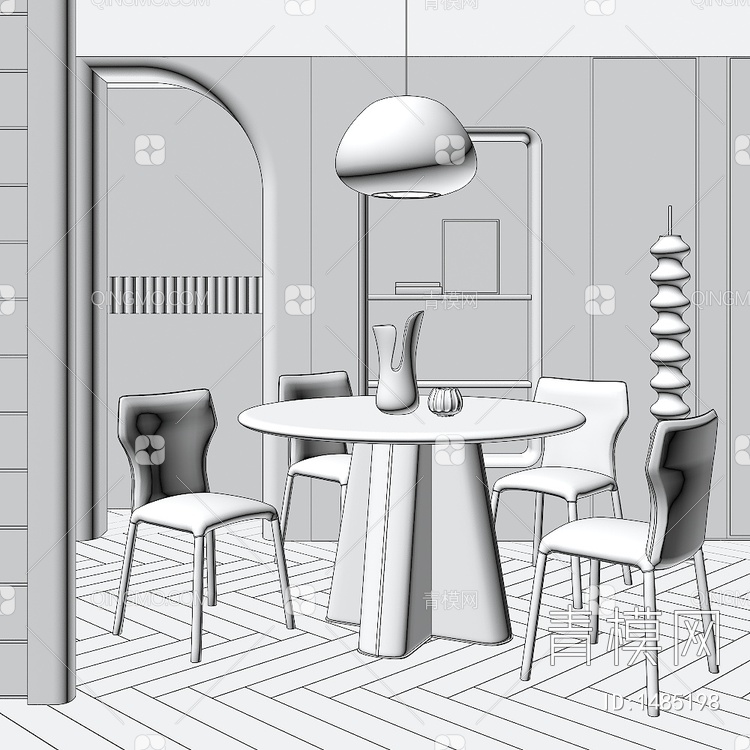 家居餐厅 餐桌 餐椅 桌子 饰品 摆件3D模型下载【ID:1485198】