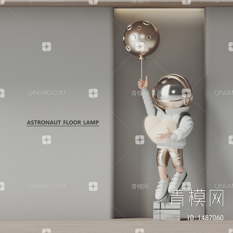 宇航员雕塑 潮玩摆件3D模型下载【ID:1487060】