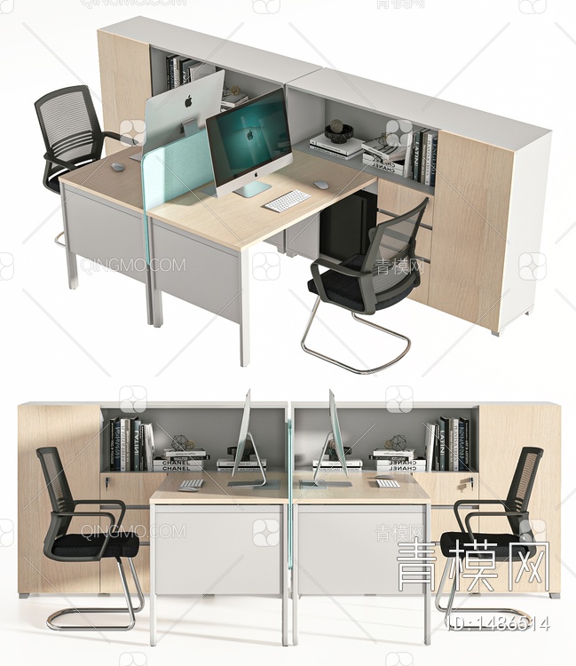 办公桌，员工位3D模型下载【ID:1486514】