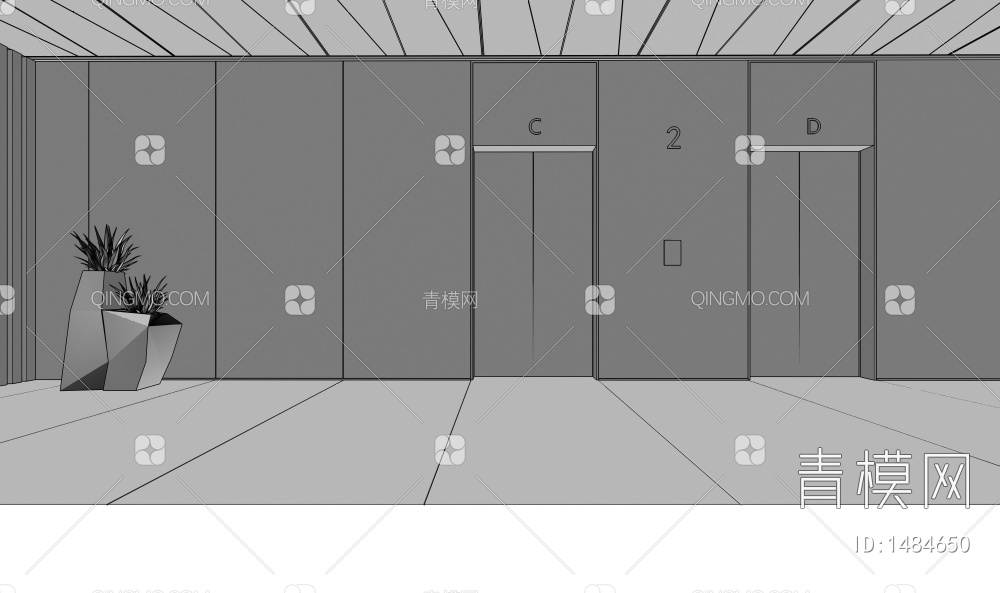 电梯间走廊3D模型下载【ID:1484650】