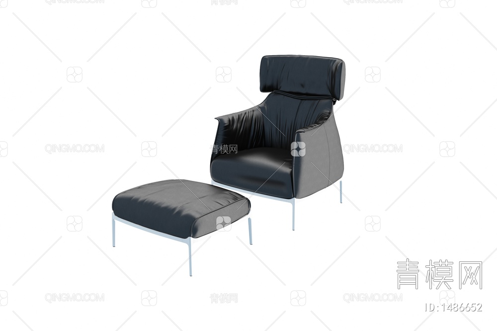 皮质休闲单椅3D模型下载【ID:1486652】