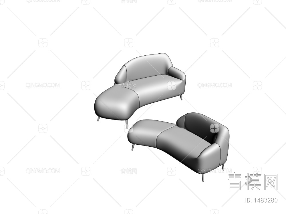 双人沙发3D模型下载【ID:1483280】