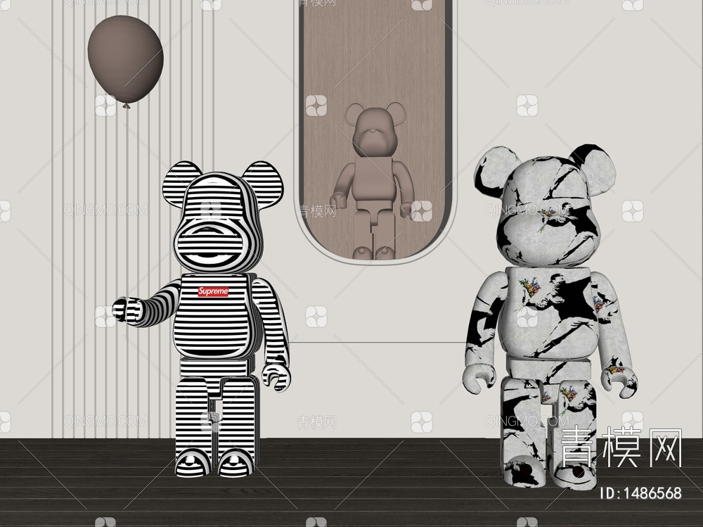 暴力熊雕塑装置SU模型下载【ID:1486568】