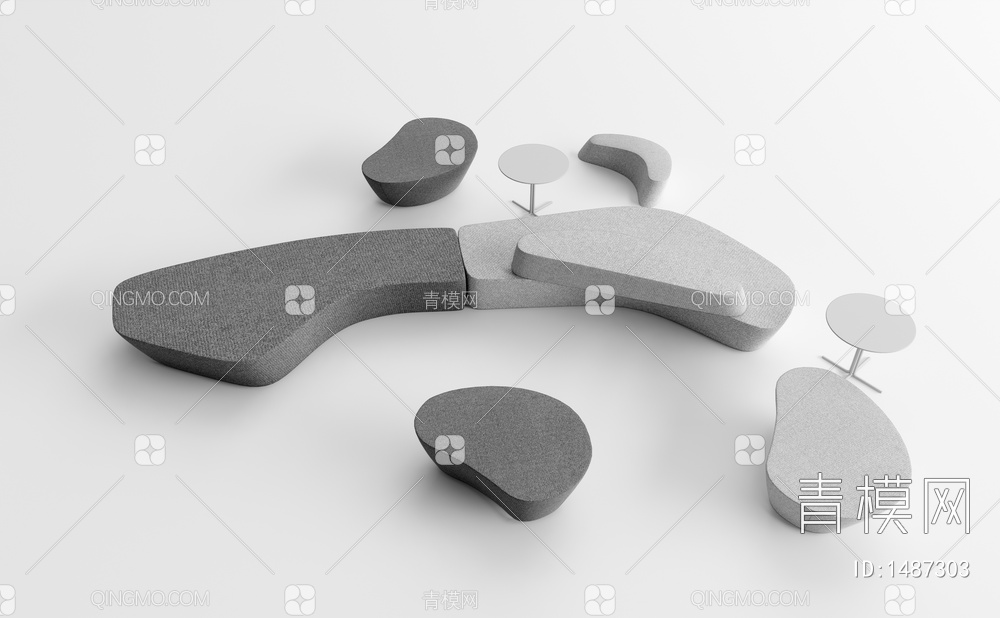 办公休闲沙发组合(标准材质)3D模型下载【ID:1487303】
