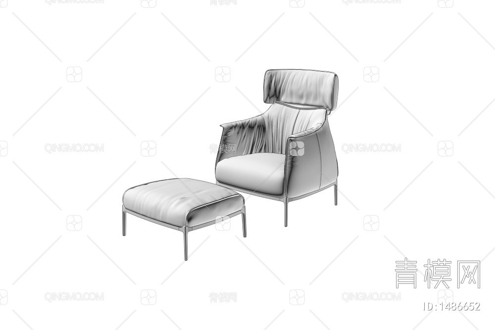 皮质休闲单椅3D模型下载【ID:1486652】