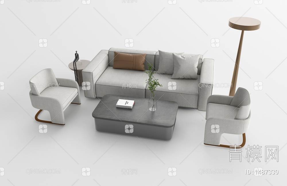 沙发茶几组合(标准材质)3D模型下载【ID:1487330】