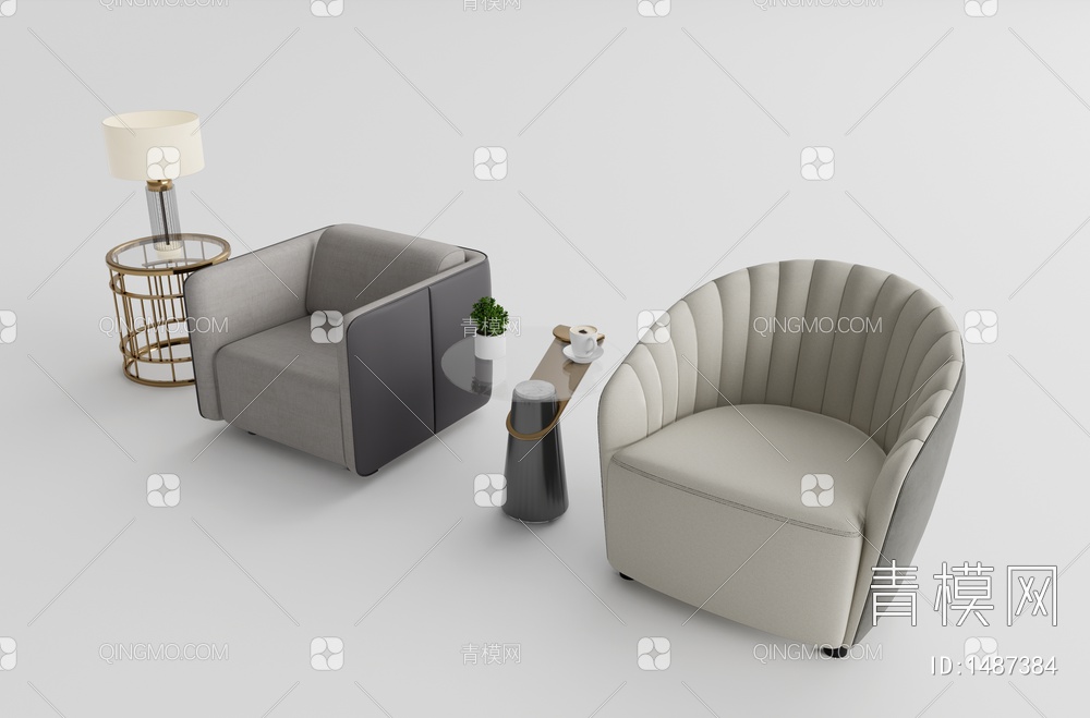 单人沙发(标准材质)3D模型下载【ID:1487384】