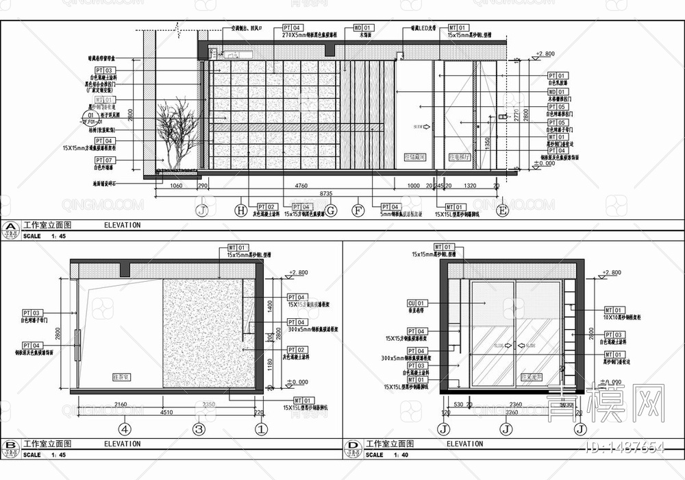 三层叠拼别墅室内施工图【ID:1487654】