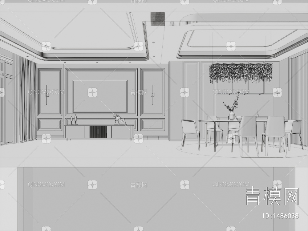客餐厅3D模型下载【ID:1486038】
