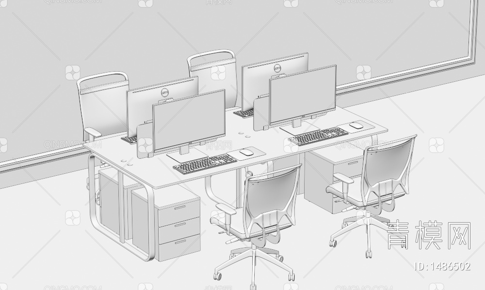 办公桌椅3D模型下载【ID:1486502】