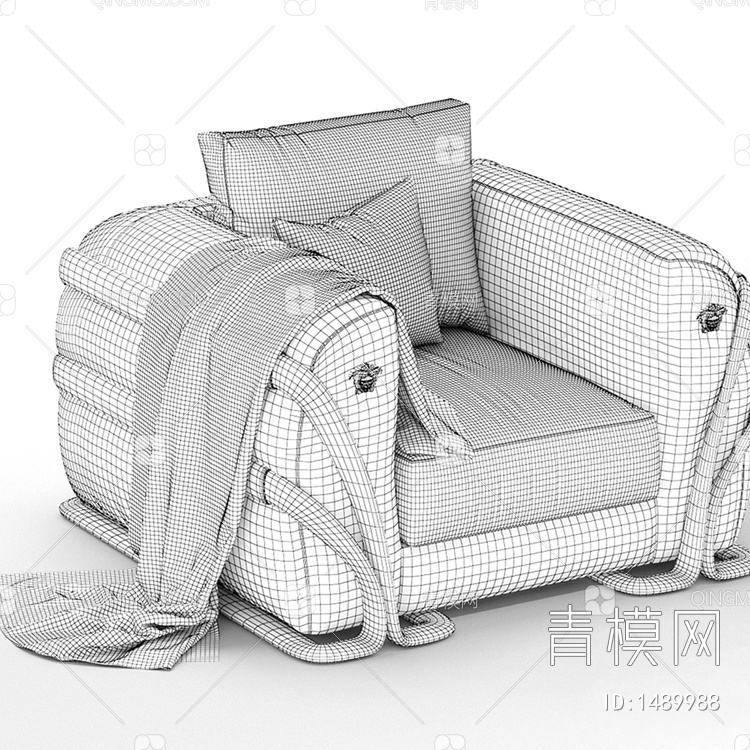 单人沙发3D模型下载【ID:1489988】